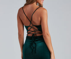 Velvet Dreams Lace-Up Charming Back Mini Dress