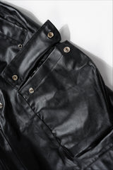 Coated Layered Pocket Flared Cargo Pants