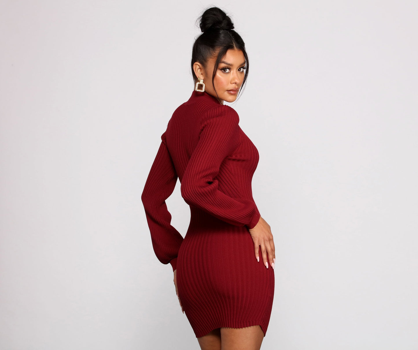 All Dolled Up Charming Ribbed Knit Mini Dress