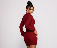 All Dolled Up Charming Ribbed Knit Mini Dress