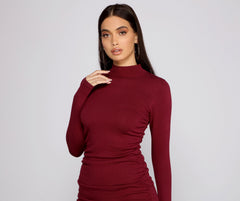Keeping Knit Real Charming Ruched Mini Dress