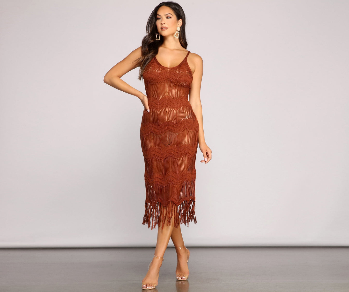 Boho-Chic Crochet Stylish Midi Dress