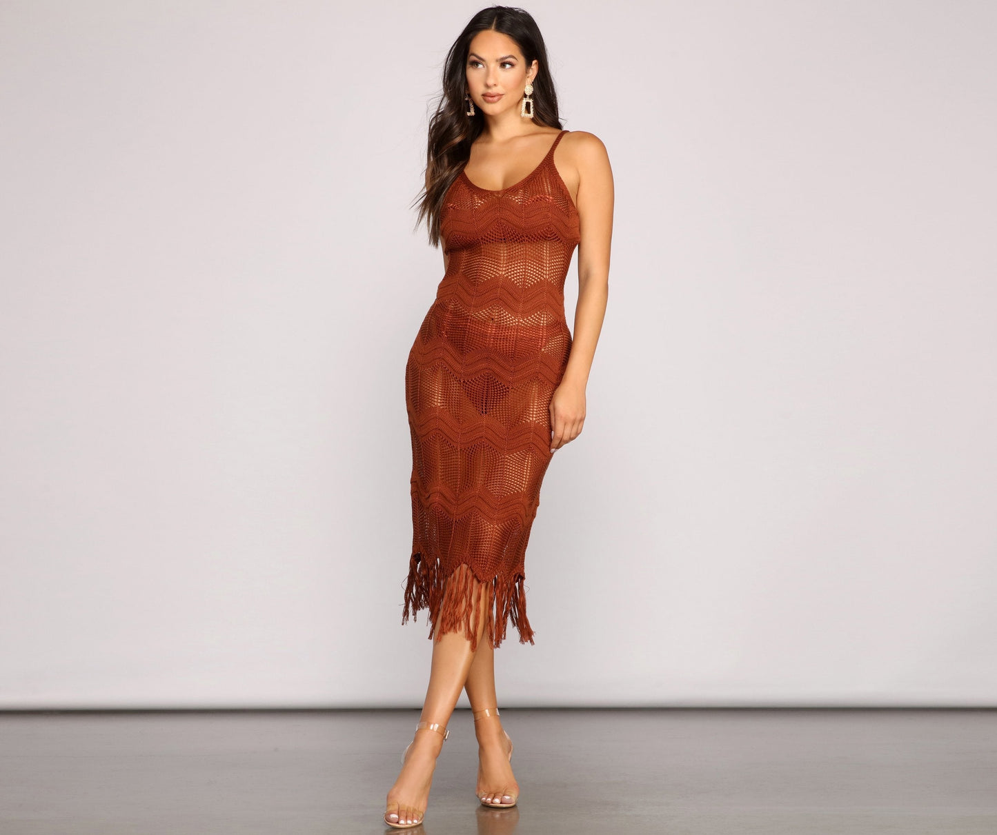 Boho-Chic Crochet Stylish Midi Dress