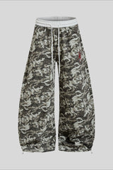 Camo Typography Wide Leg Sweatpants
