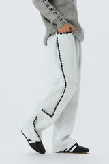 Deconstructed Shell Embroidered Straight Leg Sweatpants