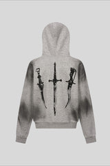 Fleece Fur Hood Gothic Zip Hoodie