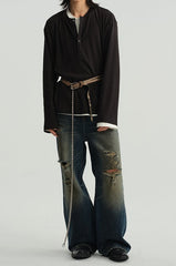 Henley Neck Soft Comfortable Long Sleeve Tee