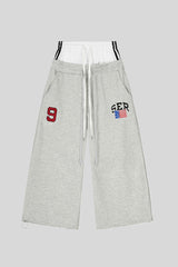 Double Waist Varsity Wide Leg Sweatpants