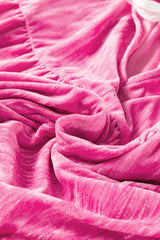Strawberry Pink Flounce Sleeve Tiered Ruffled Velvet Mini Dress