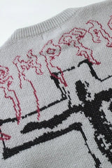 Gothic Cross Typography Distressed Sweater