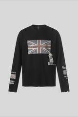 Faded Flag Number Graphic Long Sleeve T-Shirt