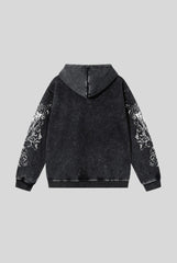 Fleece Washed Skull Pullover Hoodie