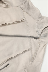 Deconstructed Seam Zip Pocket Pullover Hoodie