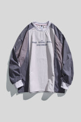 Nylon Colorblock Raglan Typography Pullover Sweatshirt