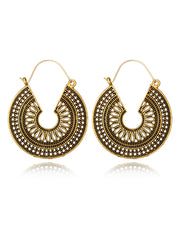 Boho Earrings - C Shape Hollow Antique Hoop