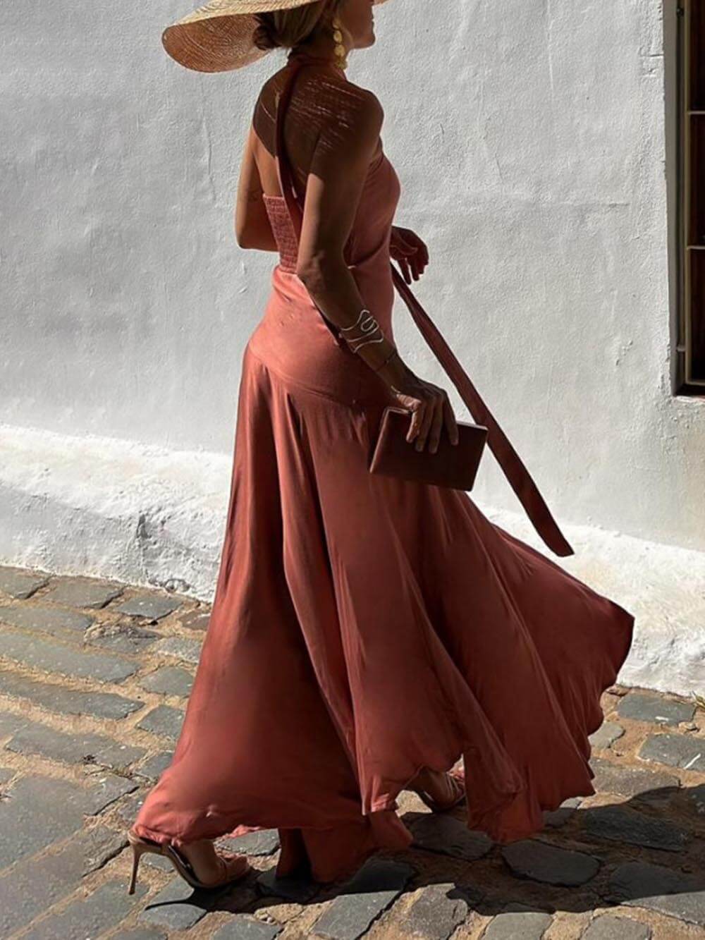 Halterneck Strapless Ring Charming Strap Irregular Dress