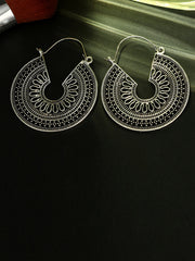 Boho Earrings - C Shape Hollow Antique Hoop