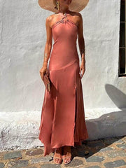 Halterneck Strapless Ring Charming Strap Irregular Dress