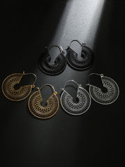 Boho Earrings - C Shape Hollow Antique Hoop