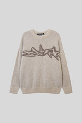 Fuzzy Graffiti Jacquard Relaxed Sweater