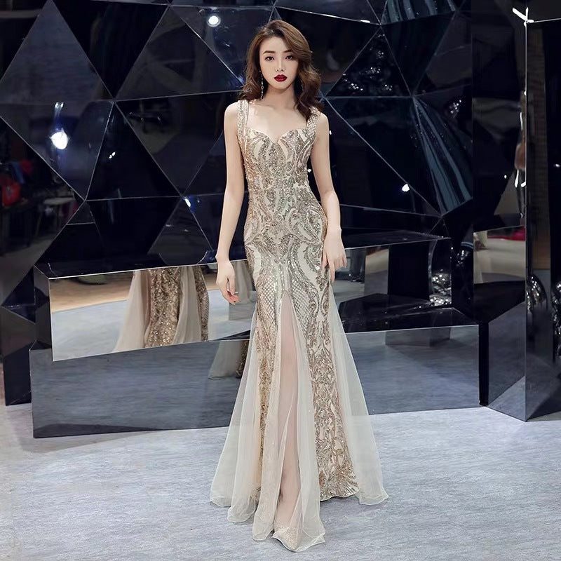 Lily Embroidered Sequin Formal Evening Gown - Lady Occasions