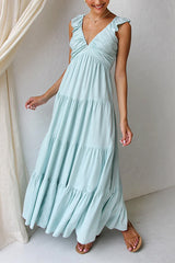 V-Neck Ruffle Maxi Dress