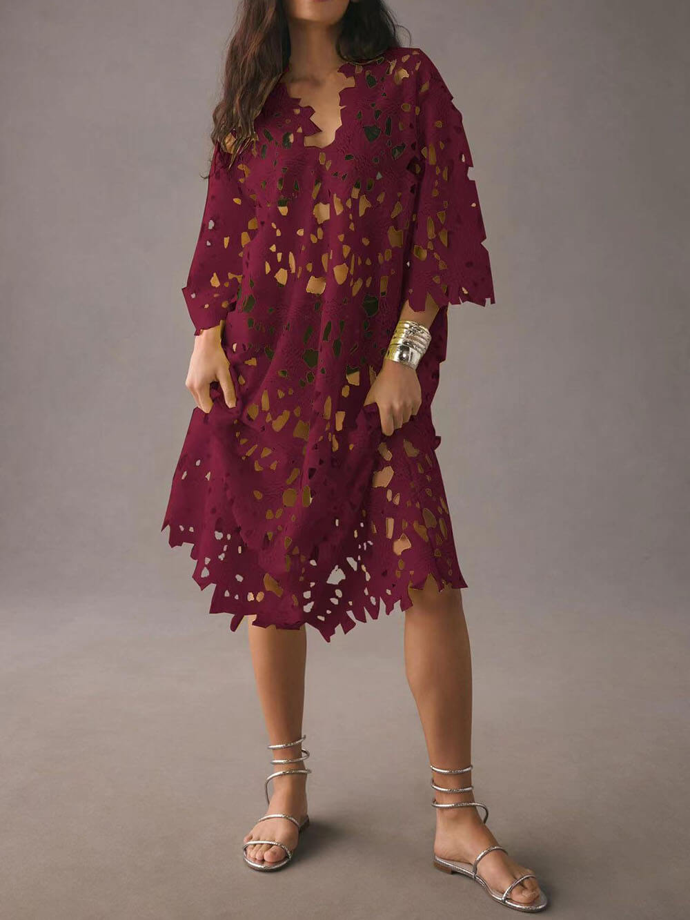 Lace Cover Up Charming Beach Midi Dress
