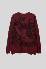 Statue Graphic Distressed Oversized Sweater