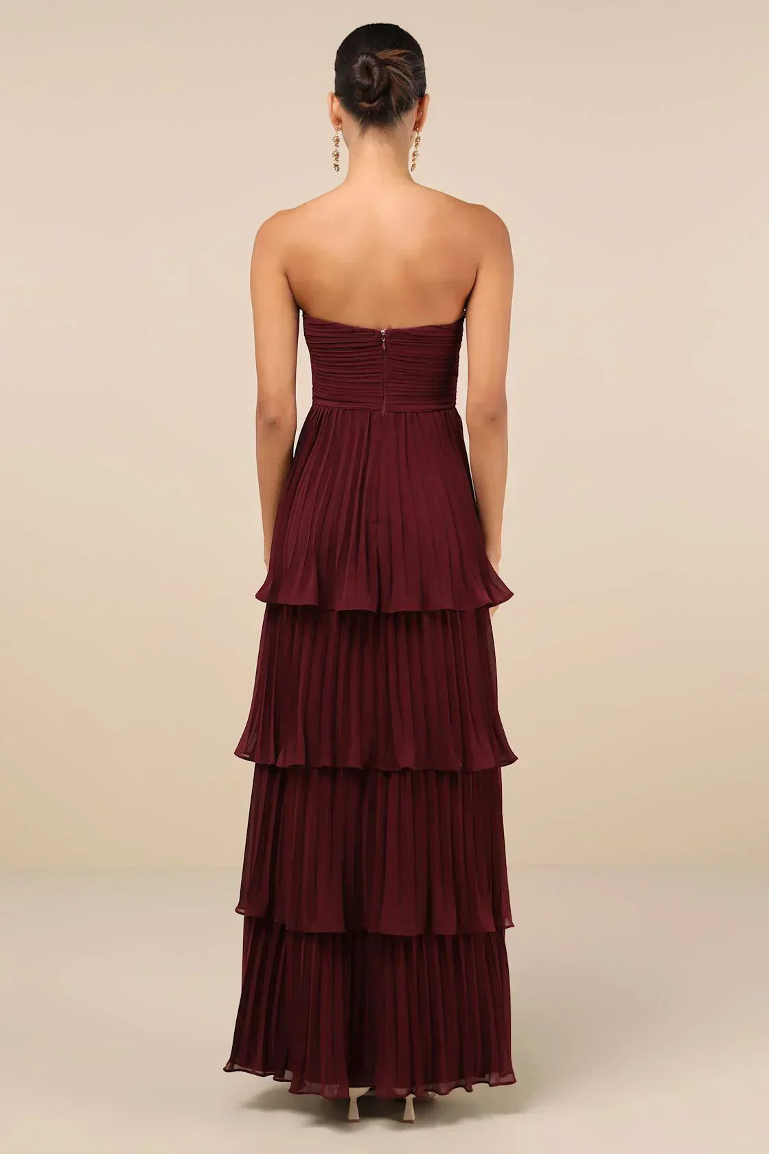 Emma/ Plum Layered Strapless Maxi Dress