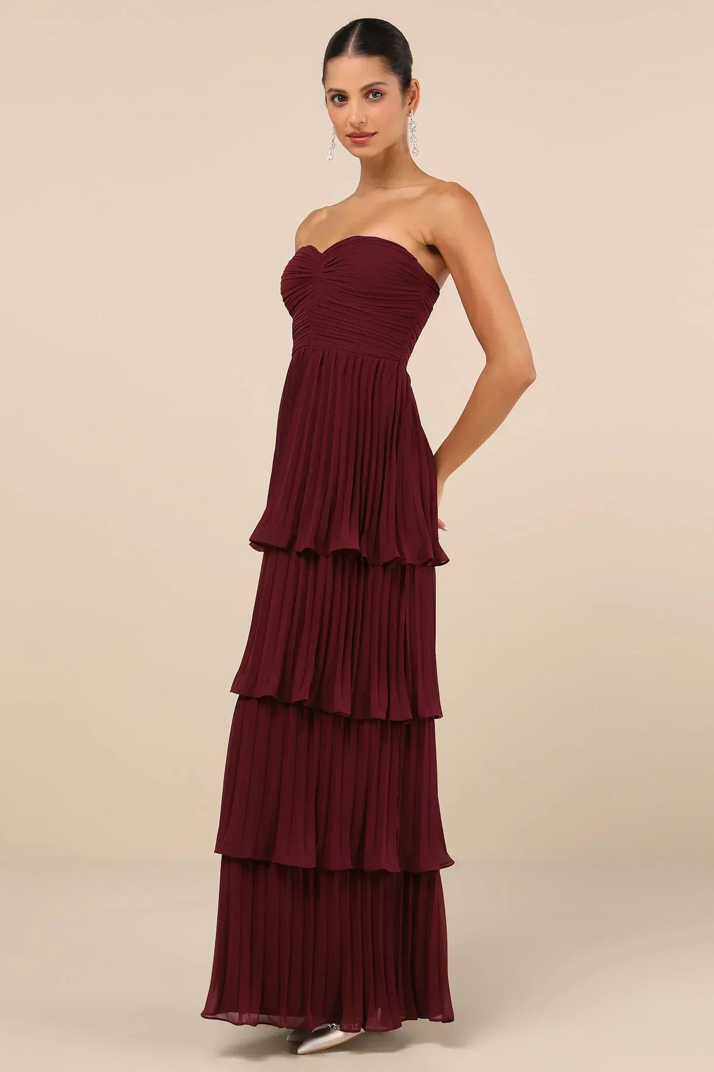 Emma/ Plum Layered Strapless Maxi Dress