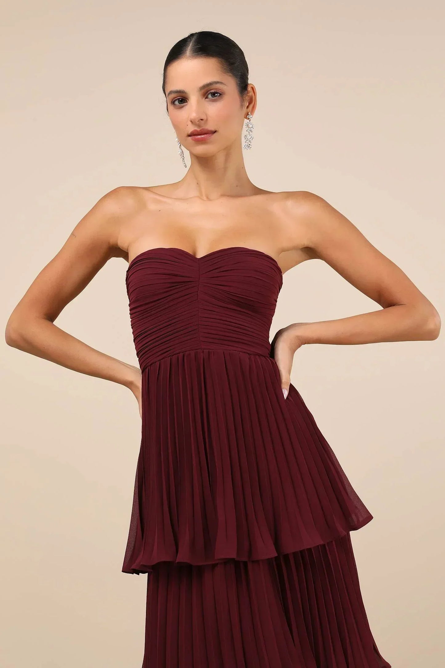 Emma/ Plum Layered Strapless Maxi Dress