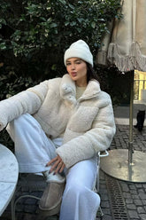 Short Faux Sherpa Fleece Coat