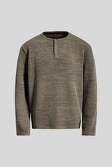 Waffle Knit Relaxed Long Sleeve Henley Tee