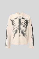 Skeleton Graphic Waffle Oversized Long Sleeve Tee