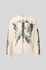 Skeleton Graphic Waffle Oversized Long Sleeve Tee