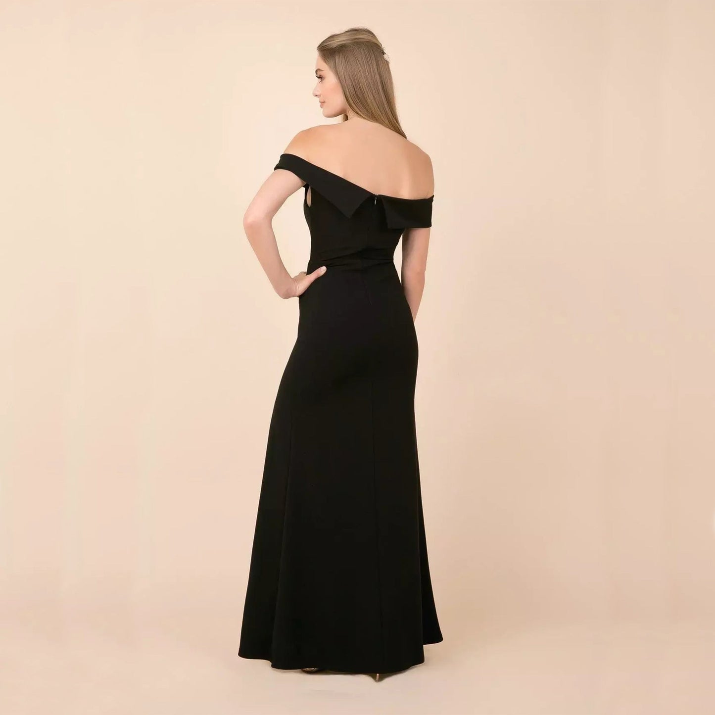 Coralie Off Shoulder Charming Front Slit Dress