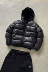 Glossy Hooded Oversized Puffer Jacket
