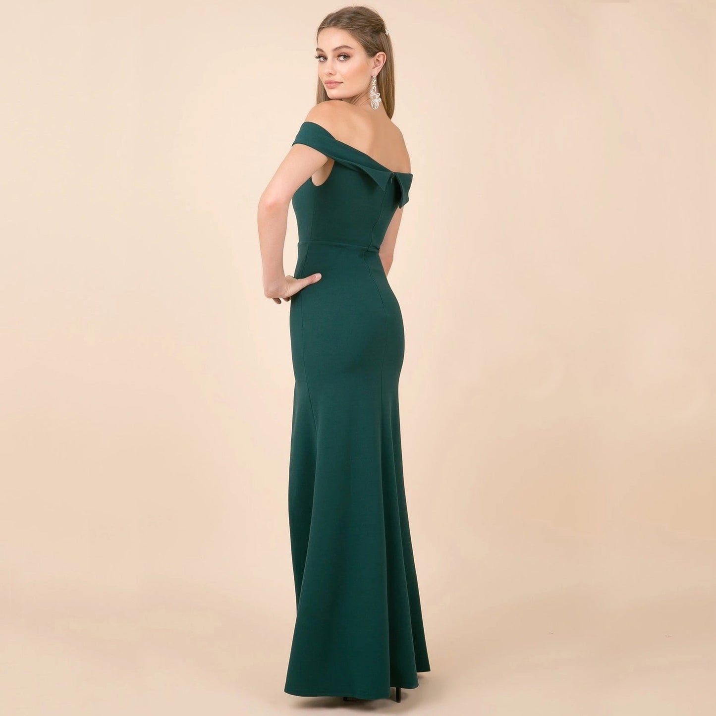 Coralie Off Shoulder Charming Front Slit Dress