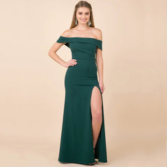 Coralie Off Shoulder Charming Front Slit Dress