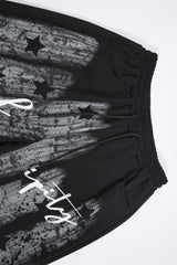 Distressed Script Graphic Wide Leg Sweatpants