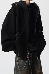 Horn Hood Studded Full Zip Hoodie