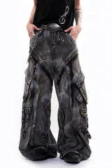 Paint Splatter Multi Pocket Barrel Leg Jeans