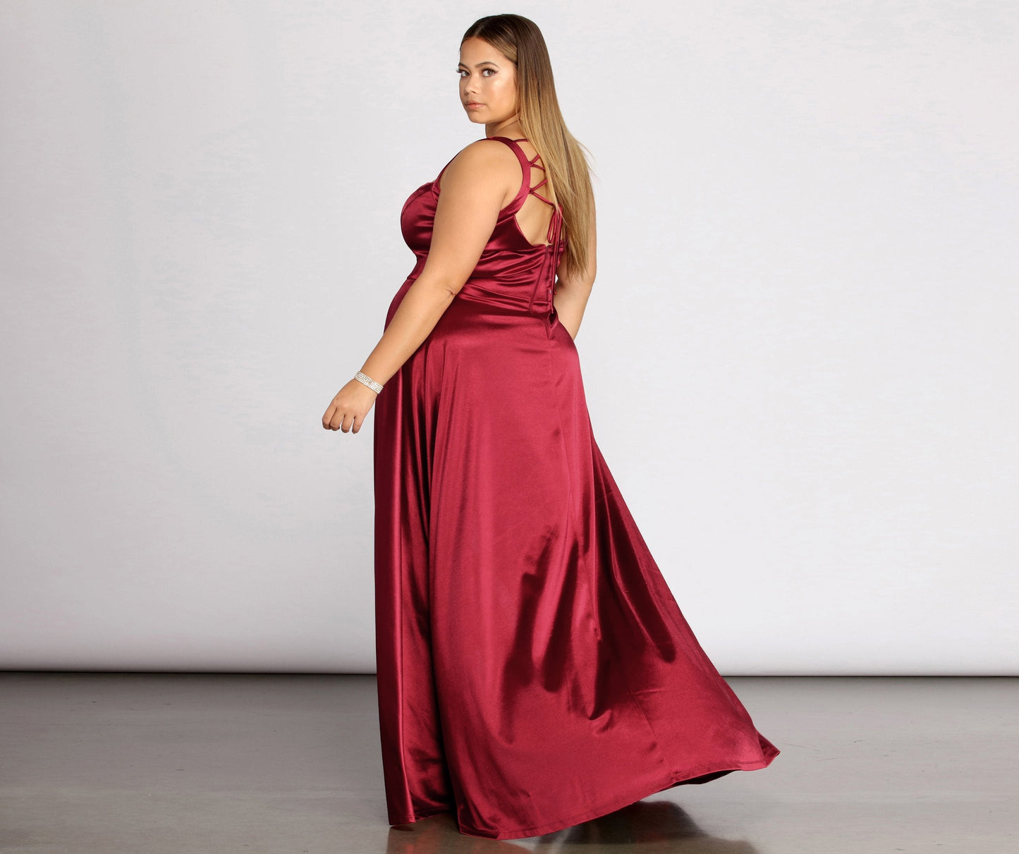 Plus Eve Double Charming Slit Formal Dress