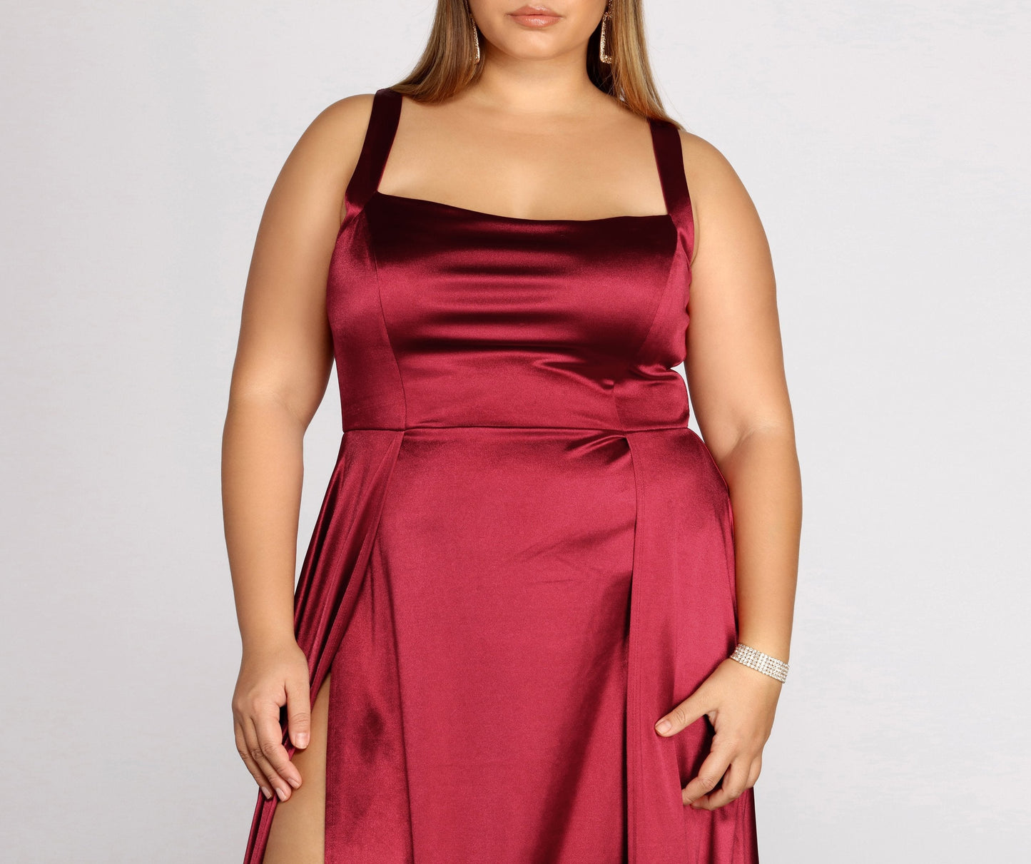 Plus Eve Double Charming Slit Formal Dress