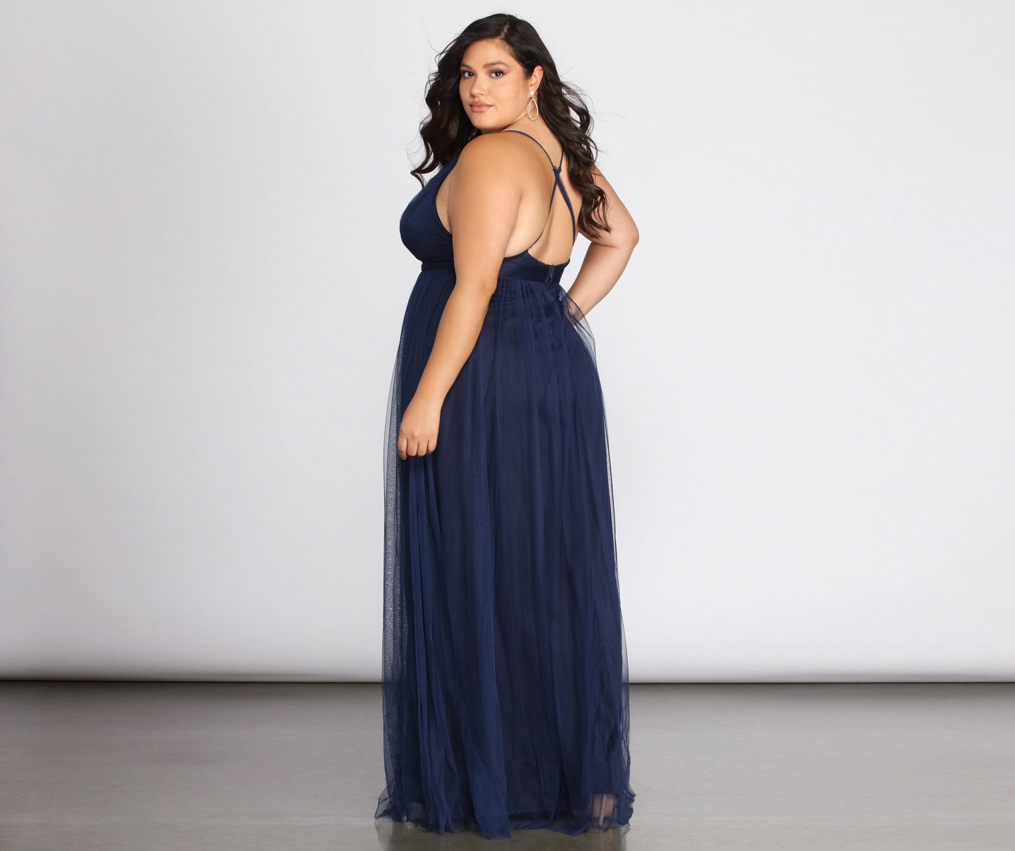 Plus Elisabeth Pleated Charming Tulle Formal Dress