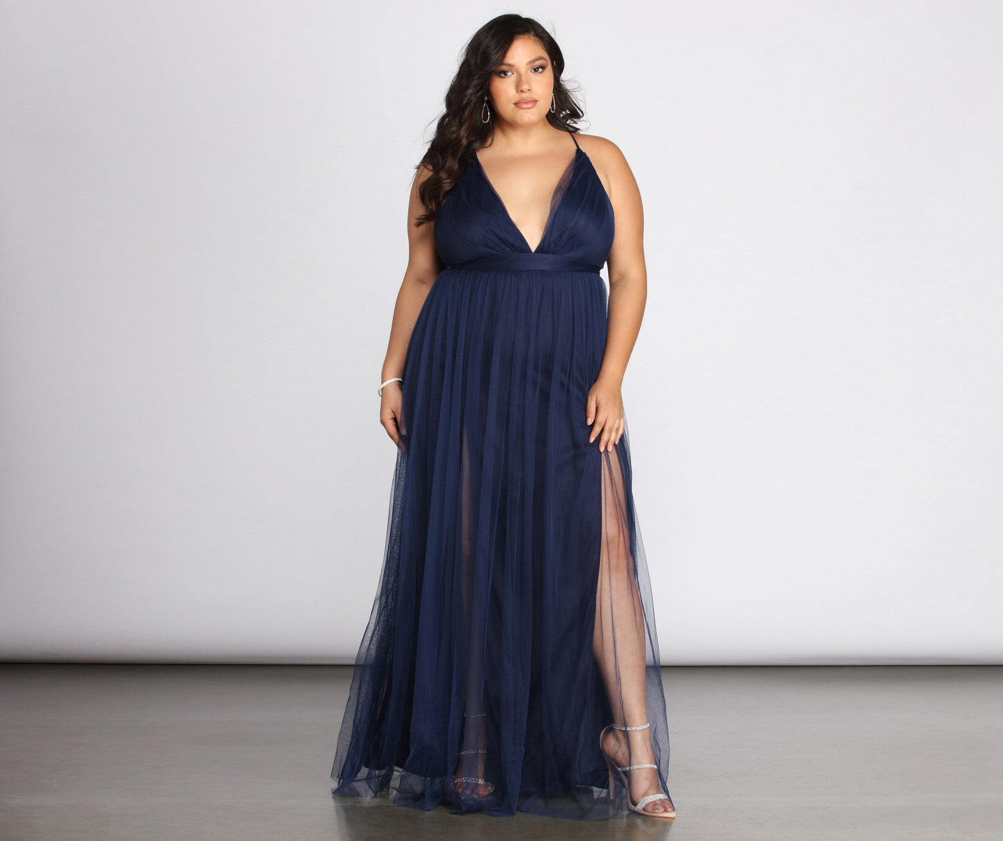 Plus Elisabeth Pleated Charming Tulle Formal Dress