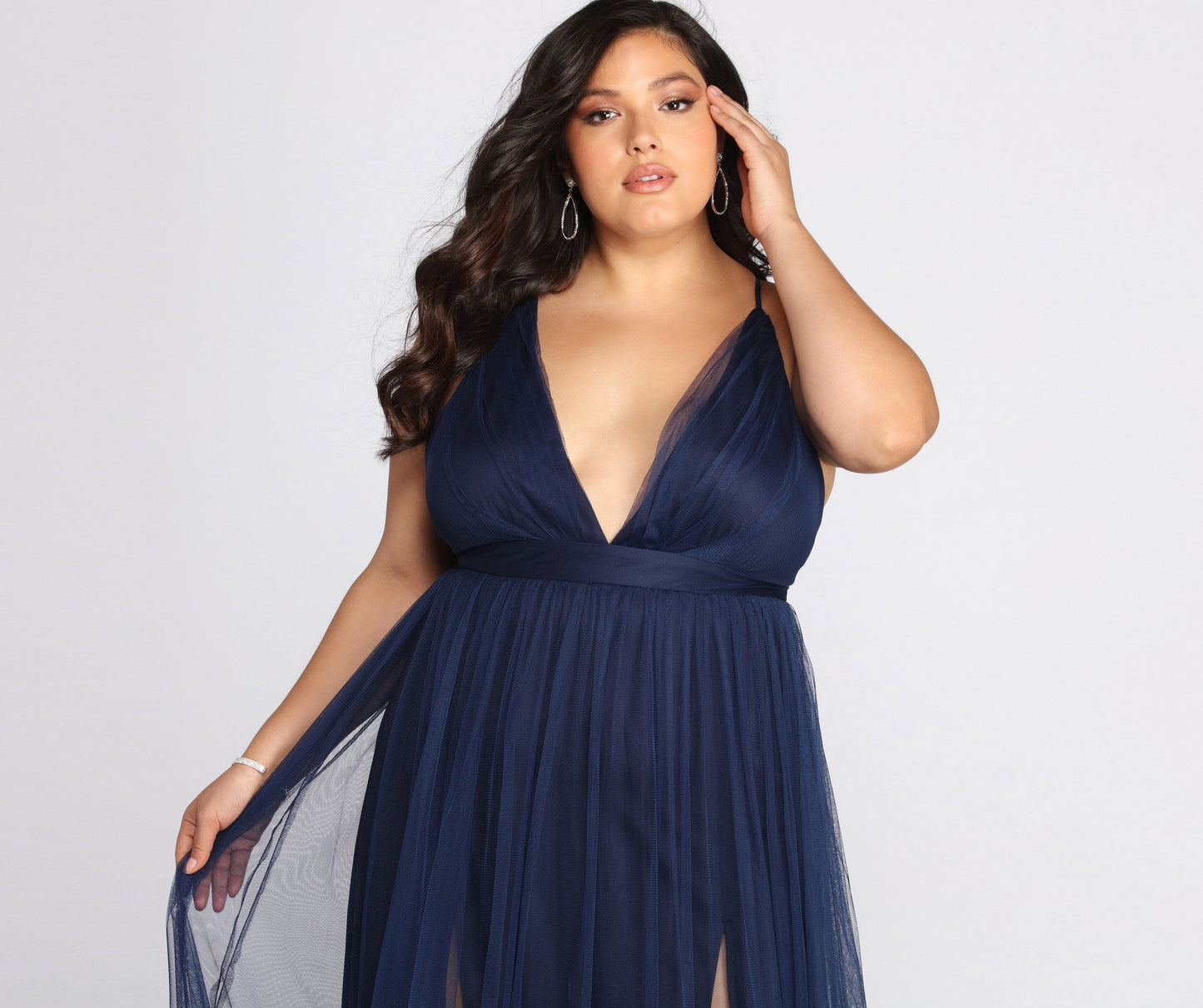 Plus Elisabeth Pleated Charming Tulle Formal Dress