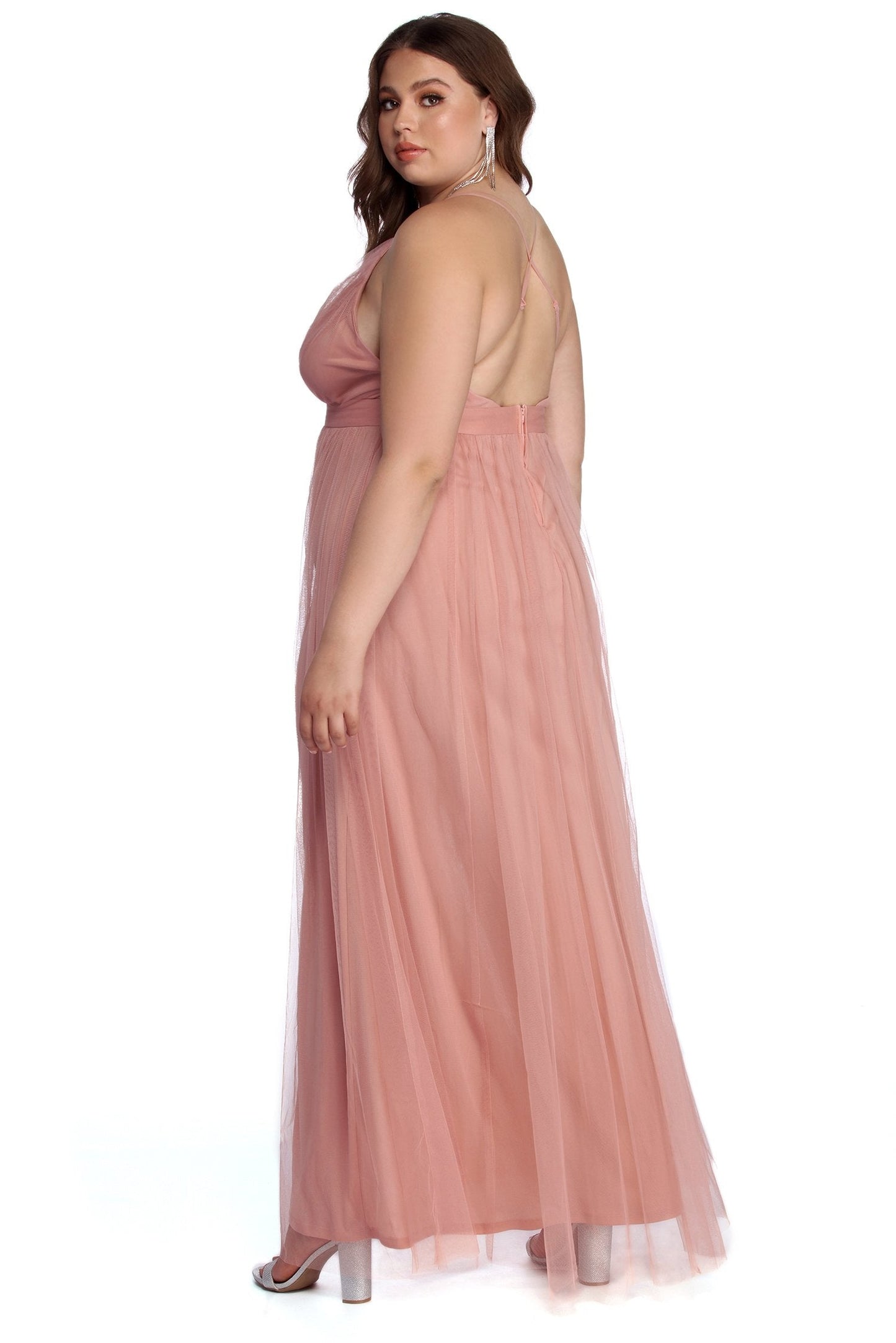 Plus Elisabeth Pleated Charming Tulle Formal Dress