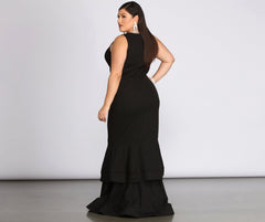 Plus Sandra Stylish Glitter Ruffle Dress