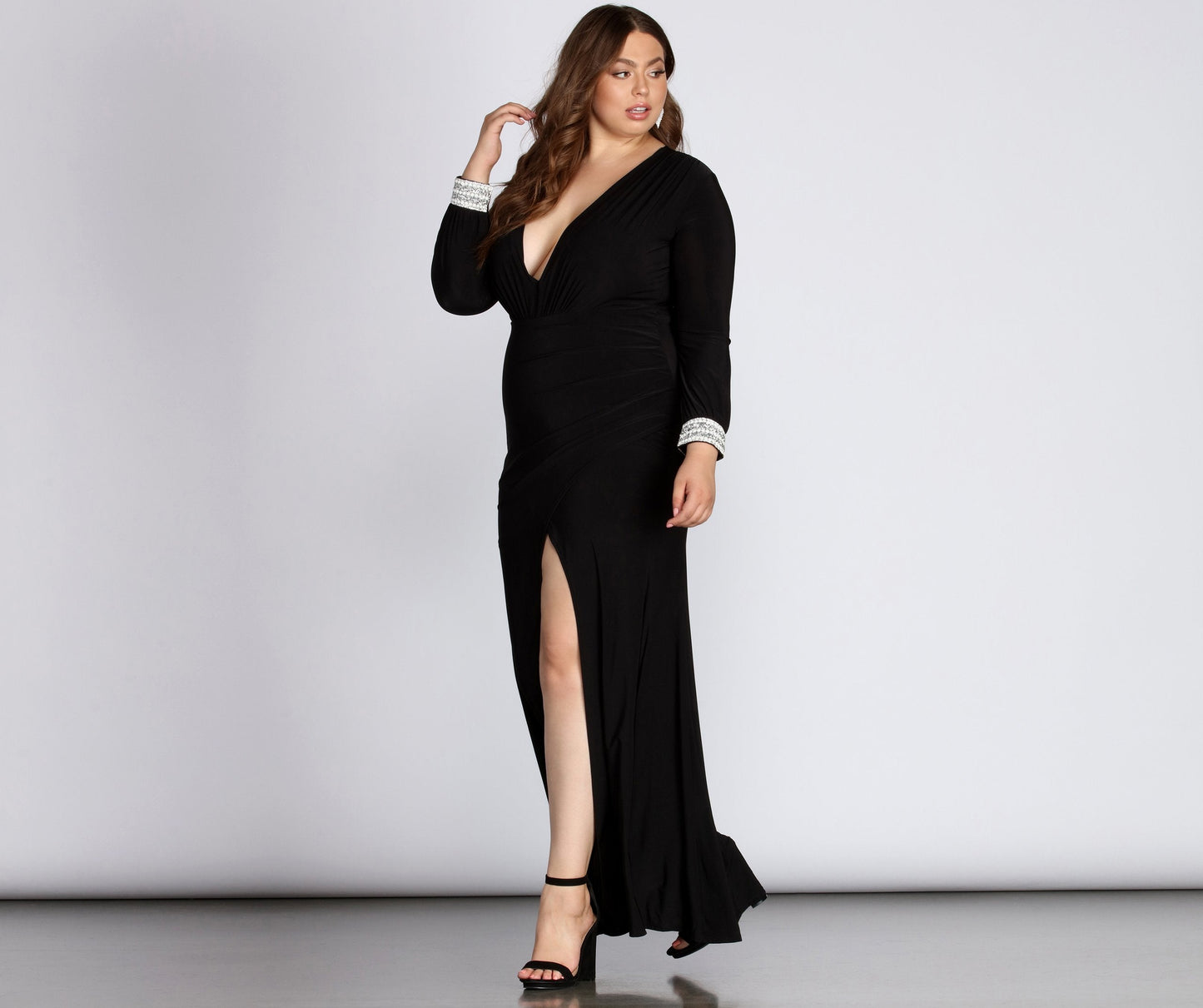 Plus Athena Formal Charming Asymmetrical Pearl Dress